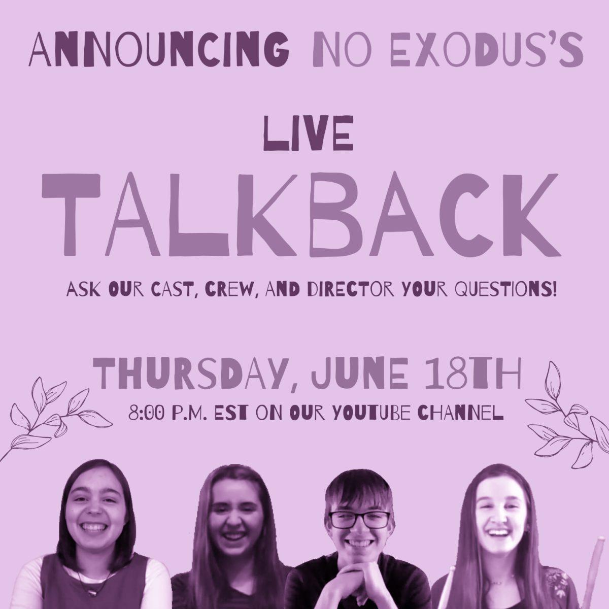 Cast+and+Crew+of+%E2%80%9CNo+Exodus%E2%80%9D+To+Hold+Live+Talkback+on+June+18