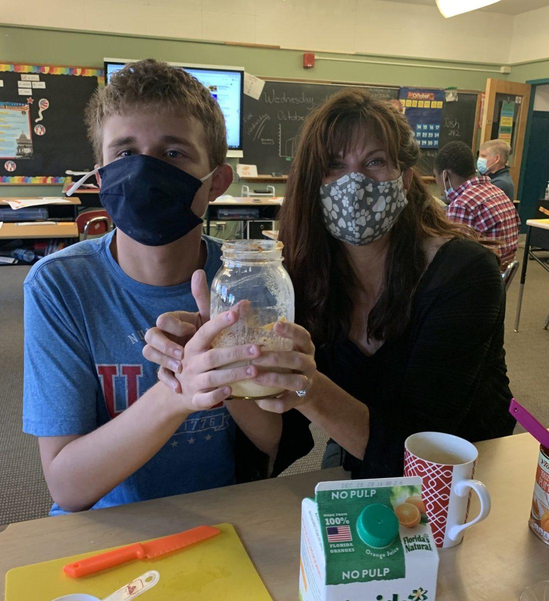 Mrs. Fleszar poses with Bradley Leiker