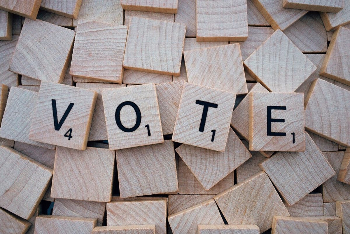 Photo shows letter blocks spelling out "VOTE". Photo courtesy of Pixabay