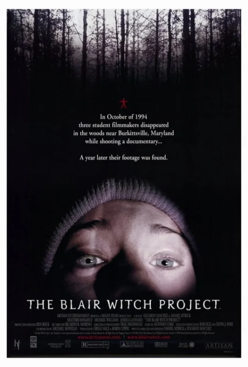 Image shows The Blair Witch Project movie poster. Image falls under fair use